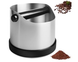 Afklopbak voor zeefdragers - Koffiedik houder - Koffiedik verzamelen - Antislip bodem - 700 ml inhoud - Zilver