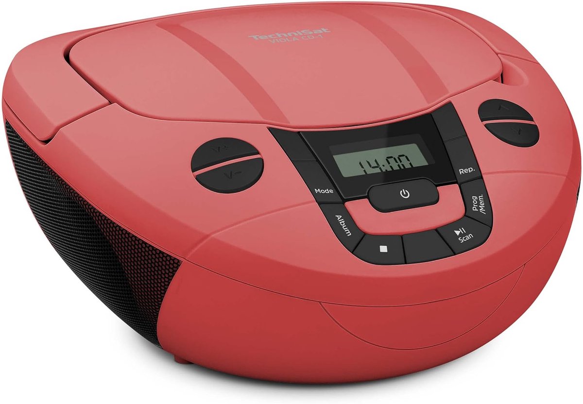 Draagbare CD Speler - Boombox Radio - Muziek Luisteren - Bluetooth Streaming - 21.5 cm Breed - Rood