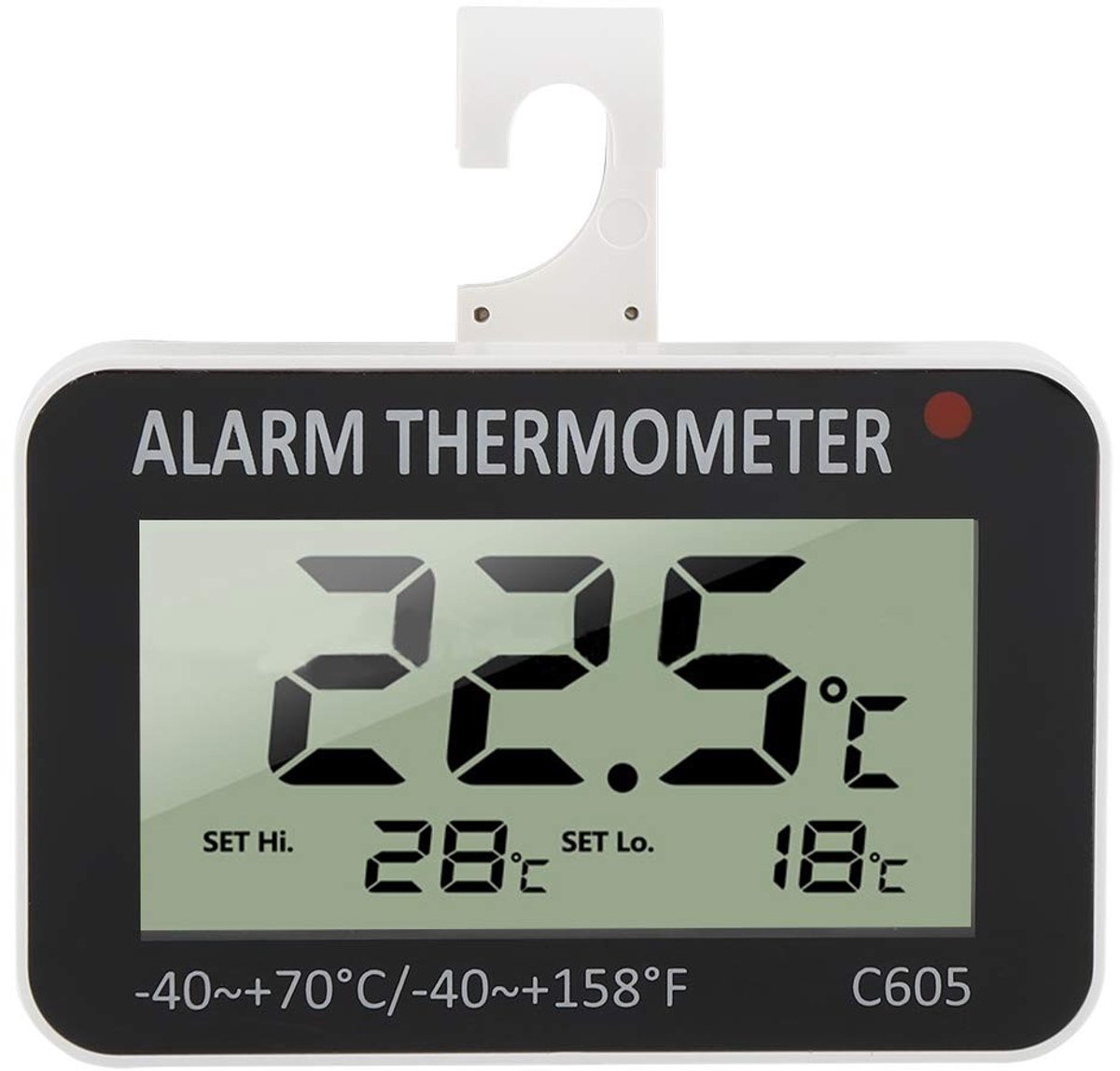 Dailygoods - Digitale Koelkastthermometer - Temperatuurmeter met Alarm - LCD Scherm - Geschikt voor Koelkast en Vriezer - Nauwkeurige Metingen - Eenvo...