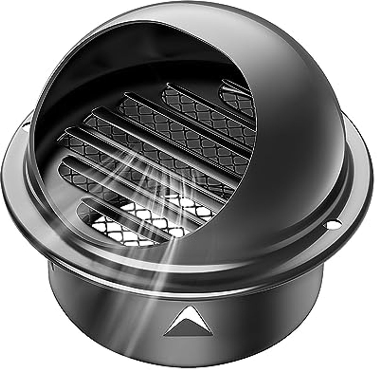 Ventilatierooster RVS - Afvoerrooster Uitlaatkap - Huis Ventilatie - Regenbestendig Met Gaas - 100 mm Diameter - Zwart