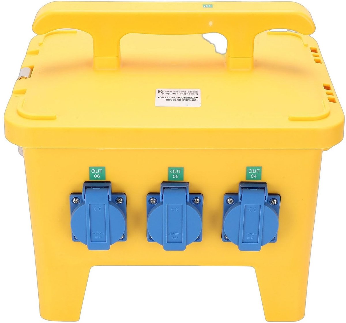 Dailygoods- Stroomverdeelkast waterdicht IP65 - 6 Uitgangen - Draagbaar - Bouwstroomverdeler - Vernikkeld - Handgreep - Stroomverdeler