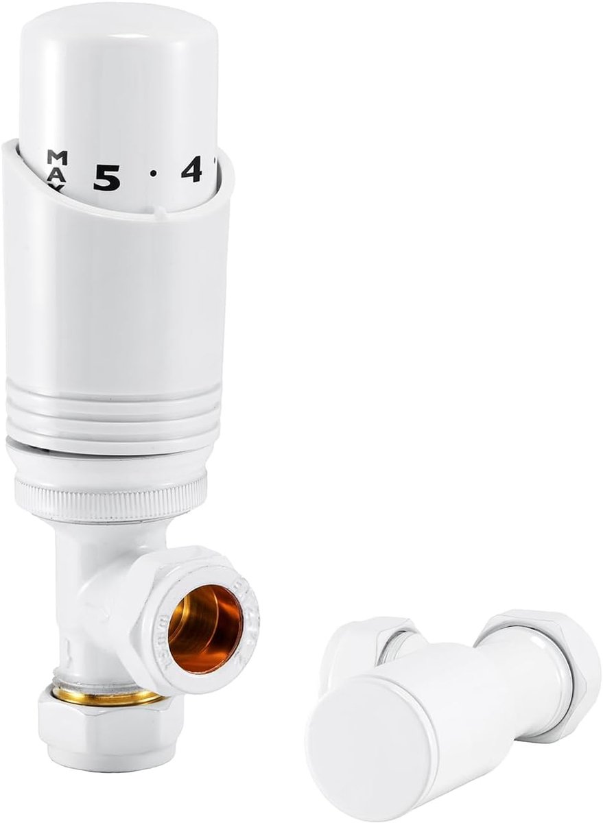 Thermostatische radiatorventielen - Radiatorkranen - Temperatuur regelen - Schuine aansluiting - 15mm - Zilver