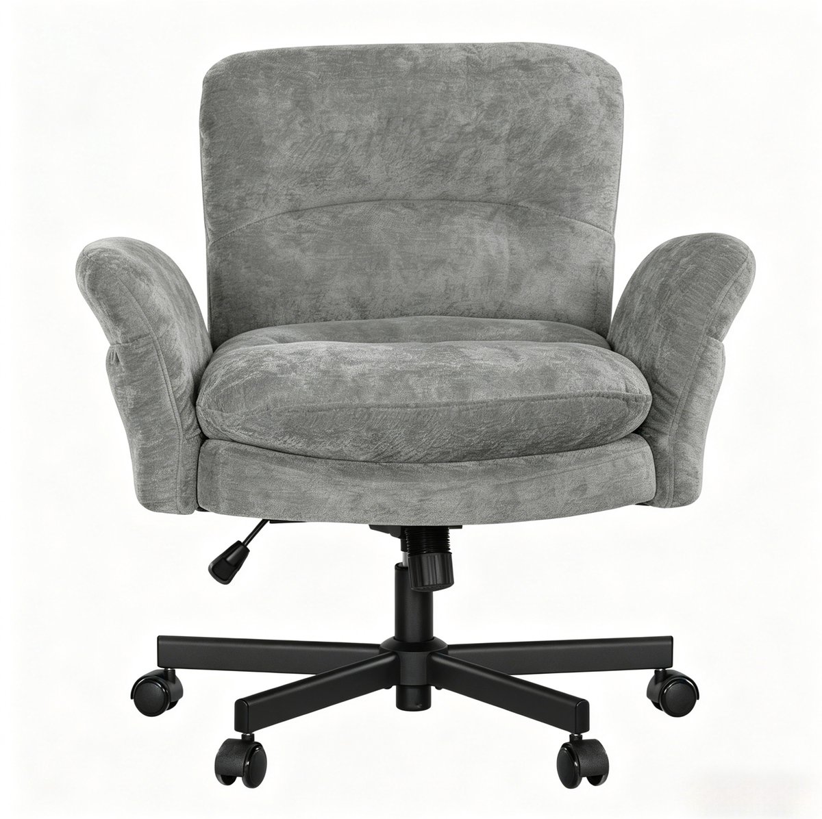 OKWISH Draaibare Eetkamerstoel Met 360 Graden Zitvlak, Ergonomische Rugsteun, Fluweelzachte Bekleding, Voor Woonkamer En Slaapkamer, Grijs