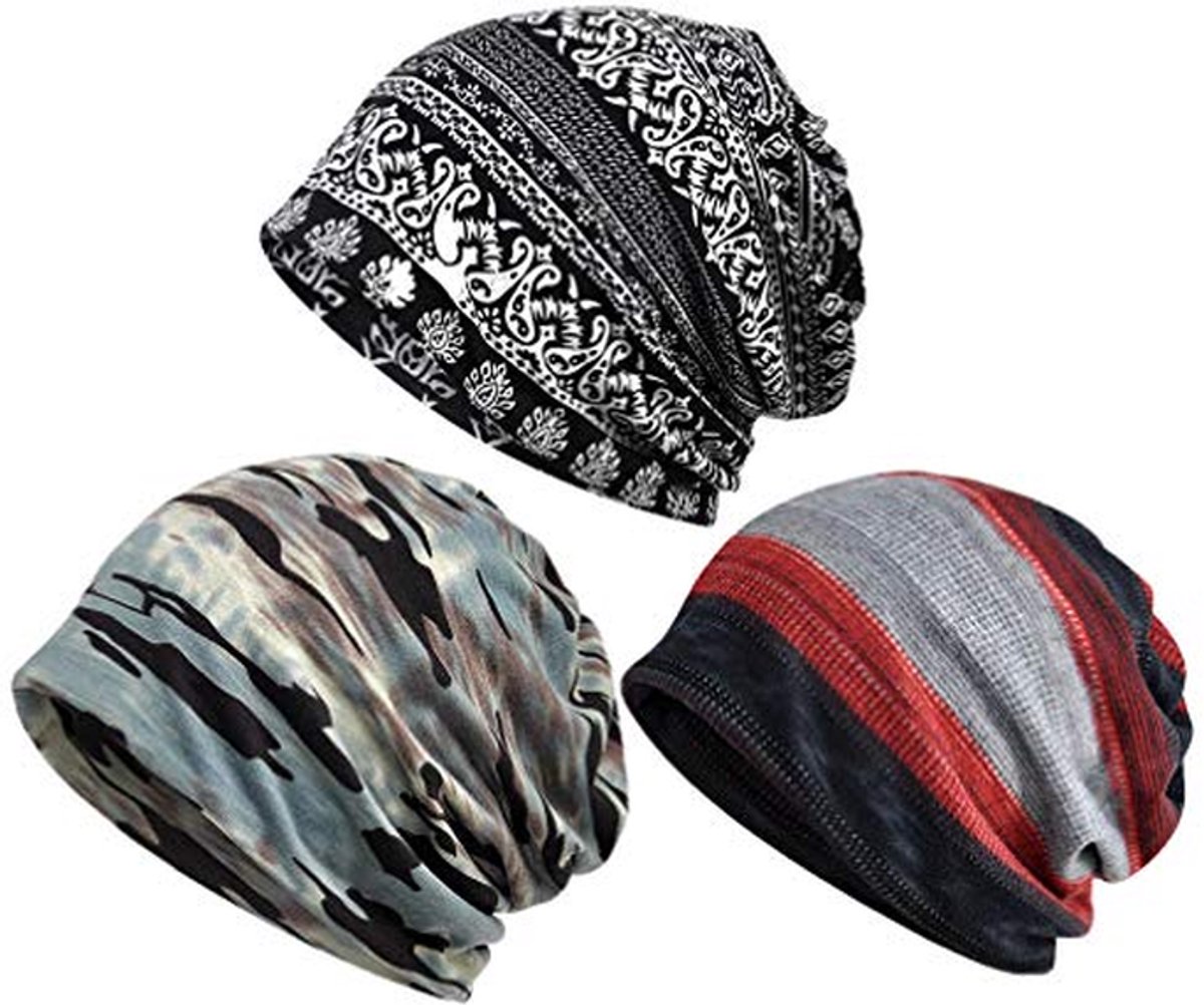 Hoofddeksels 3-pack - Muts Sjaal - Comfortabel Dragen - Zonder Irritatie - Standaard Maat - Multicolor
