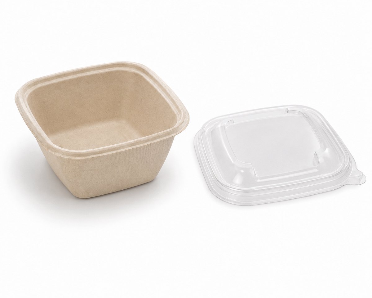 Sabert suikerriet bakje 375 ml - 50 stuks - met deksel - magnetron bakjes