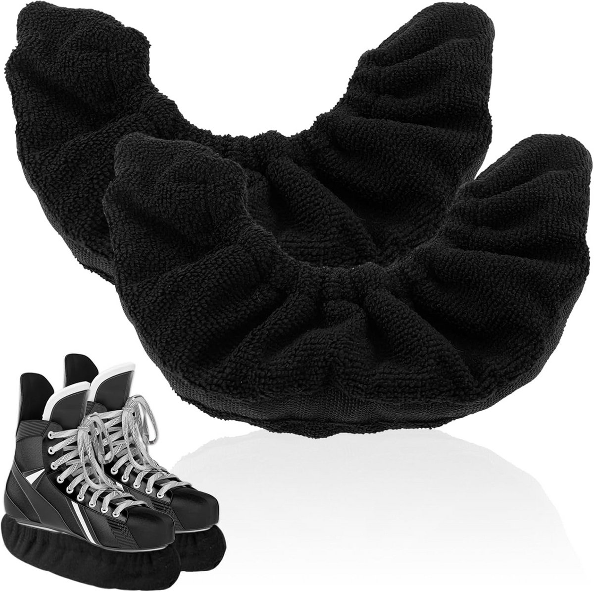 Schaats Beschermers - IJshockeyschaats Covers - Schaatsen Beschermen - Elastisch Materiaal - Maat L - Zwart