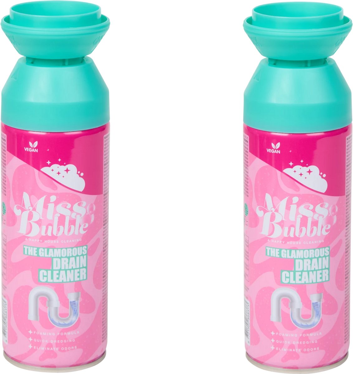 Miss Bubble Foam Drain Cleaner – Krachtige gootsteen ontstopper- Verwijdert vet en haar in gootstenen, doucheputjes & badkuipen - 2 pack