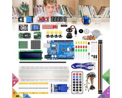 Programmeerbord Starter Kit Uno R3 - Elektronica Starterset - TENZHVXI® - Compatibel met Arduino - 41 elektronische componenten - Voor beginners, afstandsbediening - Stappenmotor - Inclusief online handleidingen