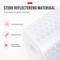 Witte reflecterende tape rol met honingraatstructuur, reflecteert licht, eenvoudig op maat te knippen.