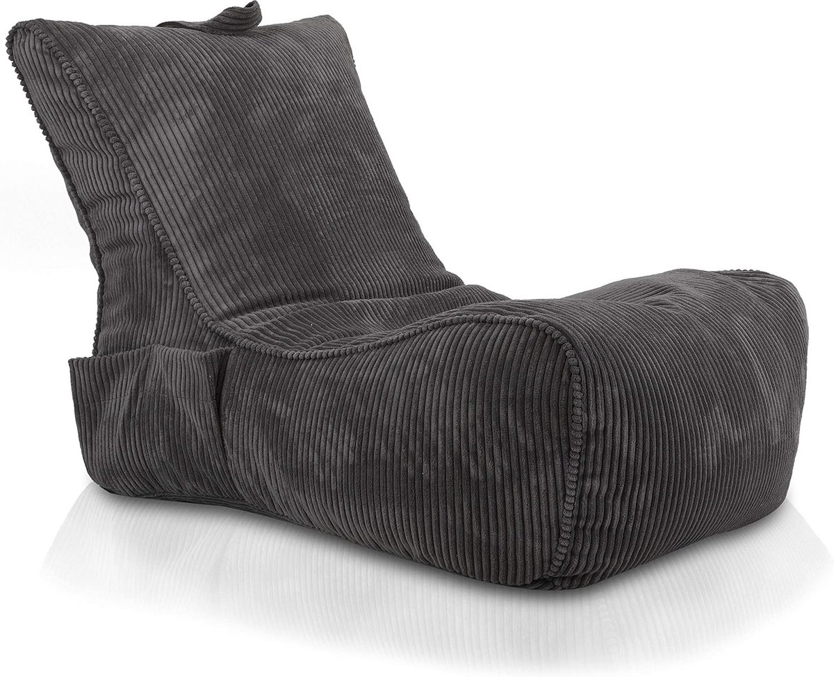 Zitzak Fauteuil - Ottoman Poef - Ontspannen Zitten - Met Handvat - 80x60cm - Donkergrijs