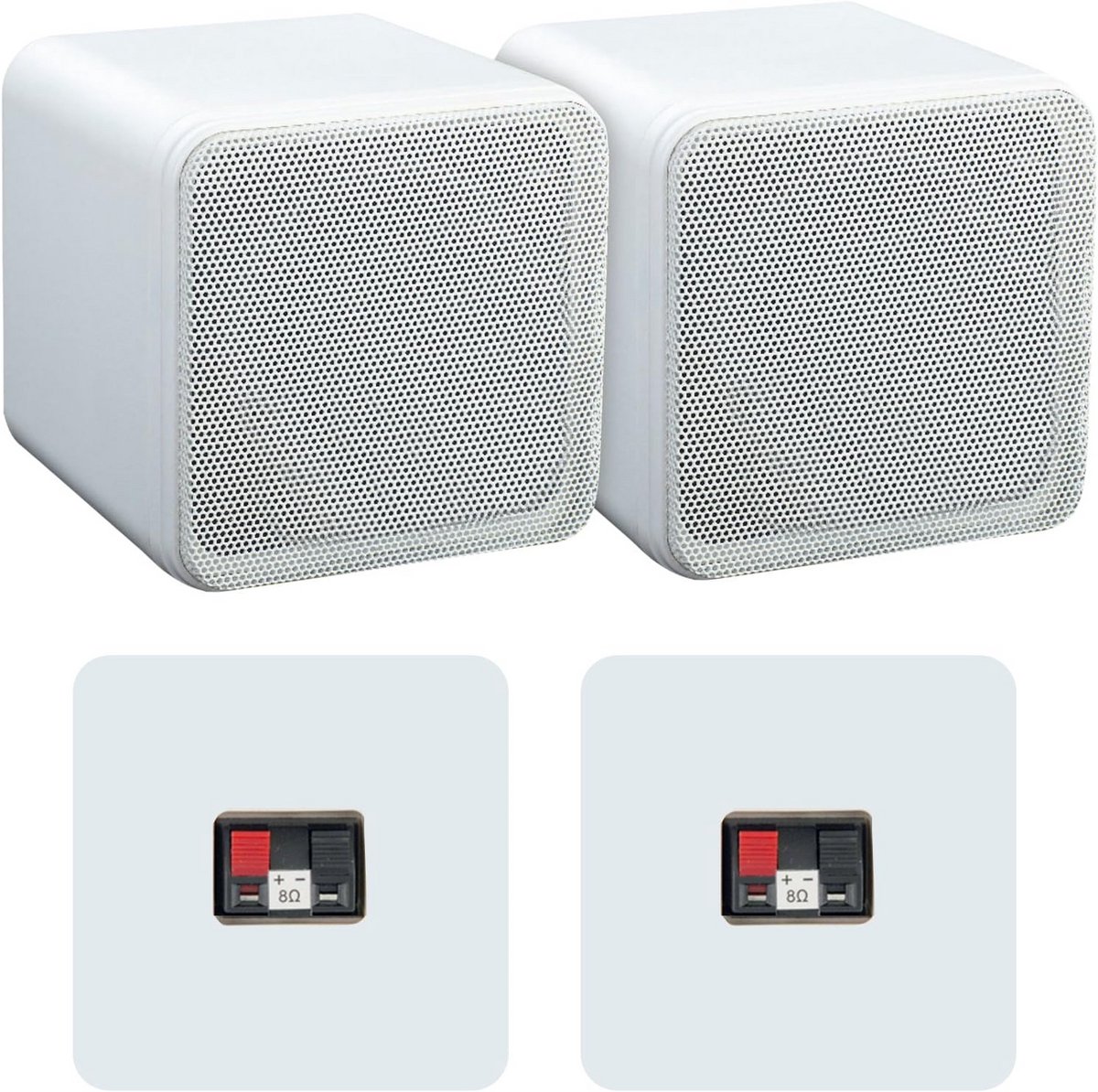 Boekenplank Luidsprekers - Satelliet Speakers - Home Cinema - Dual Core Full Range - 4 Inch - Wit