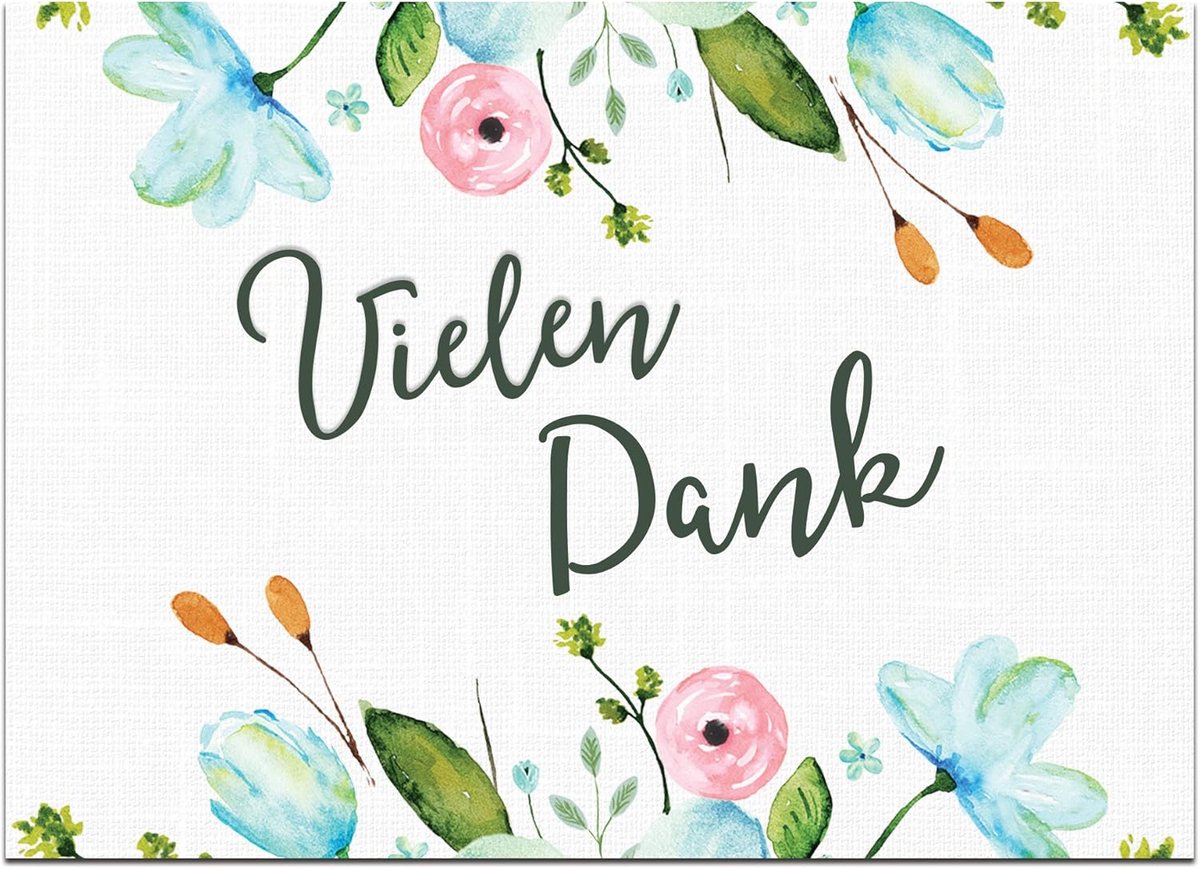 Bedankkaarten Set - Wenskaarten Bruiloft - Gasten Bedanken - Glanzende UV-lak - 50 stuks - Wit
