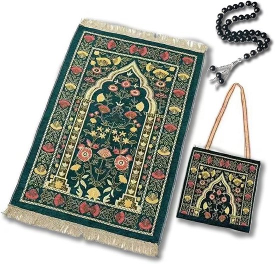 Gebedsmat met Tas - Reis Tapijt - Rustig Bidden - Inclusief Draagtas - 110 x 70 cm - Lichtblauw — afbeelding 5