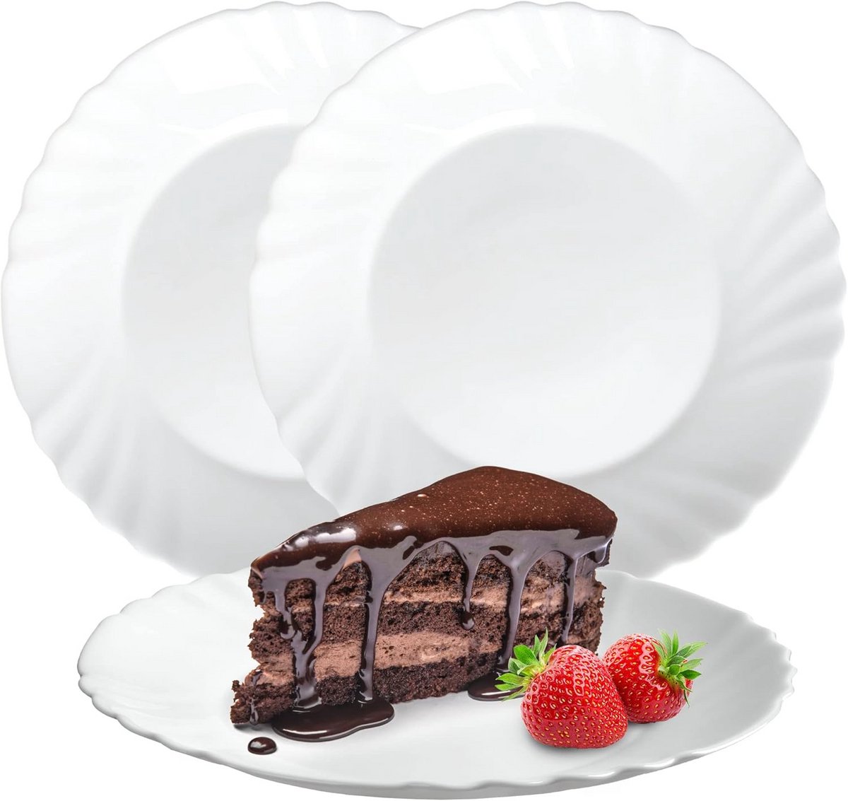Dessertborden Glas - Taartborden Set - Stijlvol Serveren - Vaatwasserbestendig - 3 stuks 20 cm - Wit