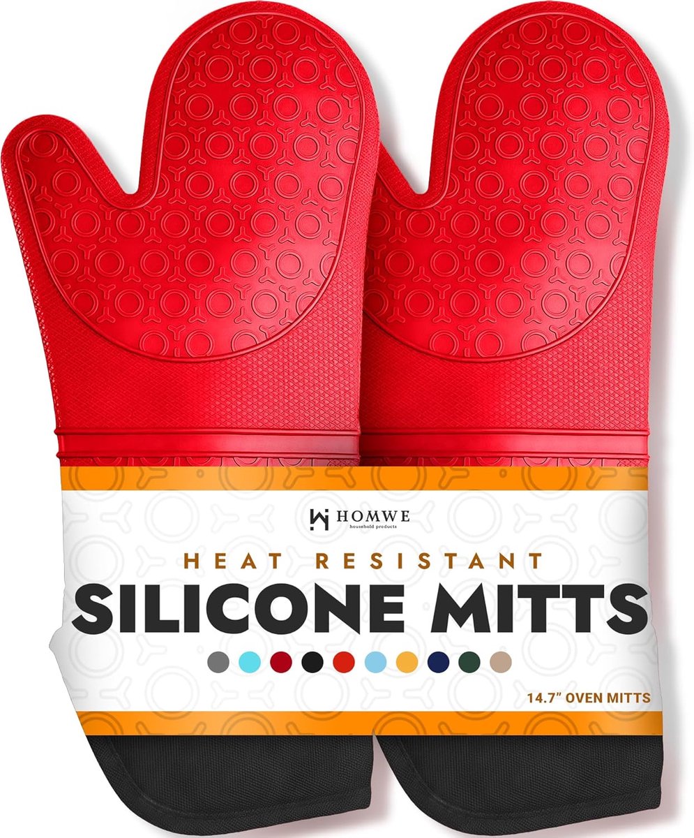 Ovenwanten - Hittebestendige handschoenen - Koken en Grillen - Extra lange bescherming - 37 cm - Rood