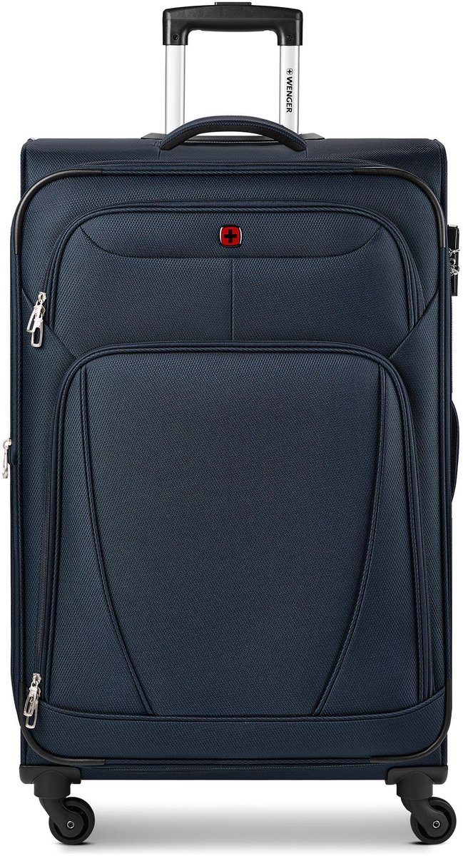 Wenger Beaumont 4 wielen Trolley L 78 cm met uitbreidingsplooi - Zachte bagage - Combinatieslot - navy