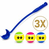 Ballenwerper Voor Honden – 65 cm - Werpstok Hond - Hondenspeelgoed - Inclusief 3 Ballen – Blauw