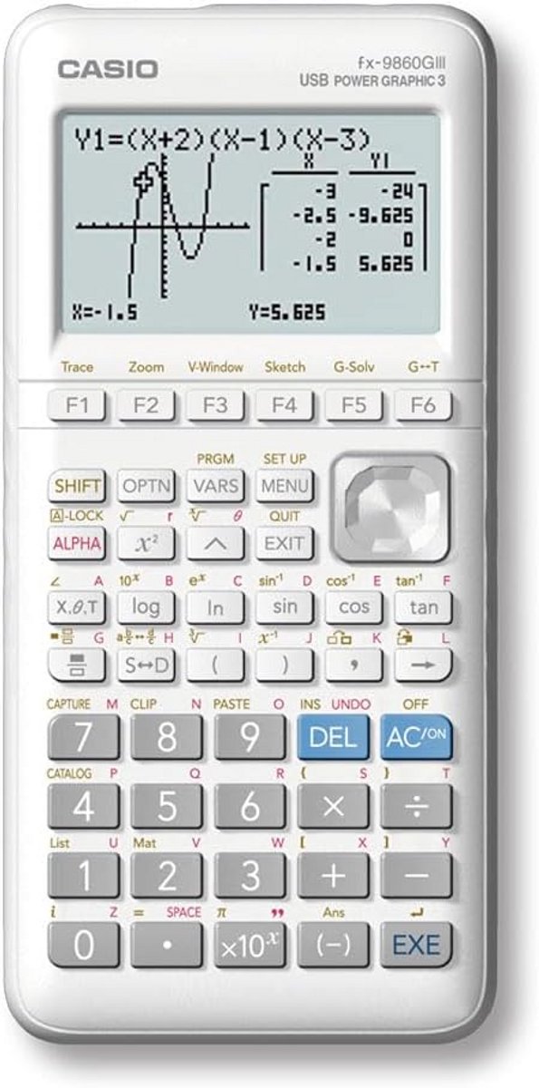 Grafische Rekenmachine - Programmeerbare Calculator - Complexe Berekeningen - Natuurlijke Weergave - 61 KB RAM - Wit