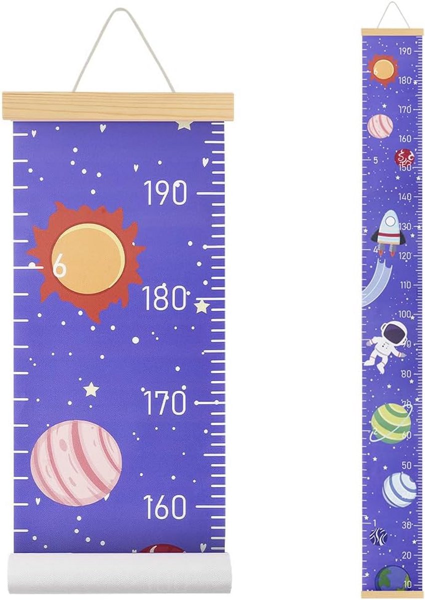 Kindermeetlat - Groeimeter baby - Groei volgen - Leuk diermotief - 53 x 195 cm - Astronaut
