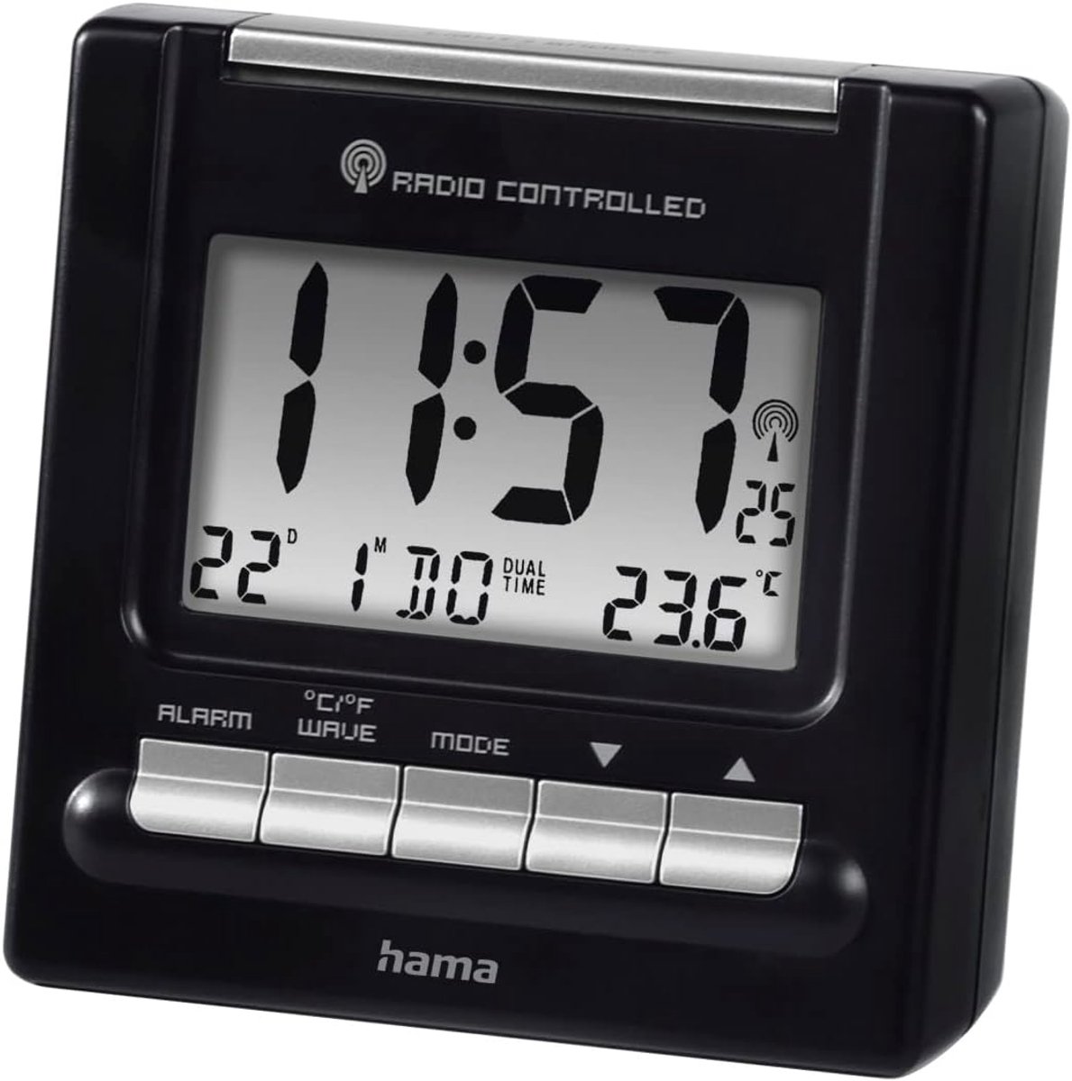 Digitale Wekker Radio - Klokradio FM - Wakker Worden - Dubbel Alarm - Blauw LED - Zwart