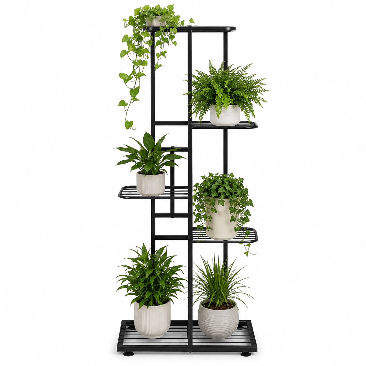 HomeGoodies - Plantenstandaard - Plantenrek - Plantenhouder - 5Laags voor 6 Potplanten - Binnen&Buiten - Ruimtebesparend - Zwart
