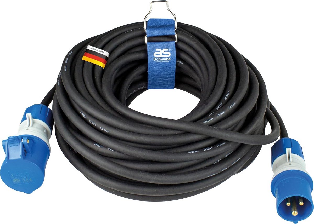 Caravan Verlengkabel - CEE Kabel - Stroomvoorziening Buiten - Waterdicht IP44 - 25 meter - Blauw