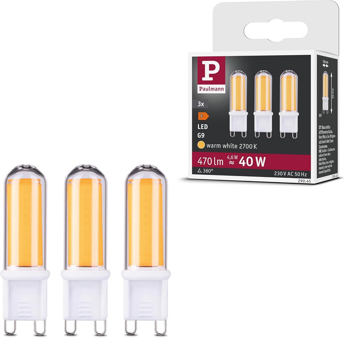 LED Stiftlamp - Energiezuinig Alternatief - Kleine Armaturen - Warmwit Licht - 3x 4.6W - Helder Glas