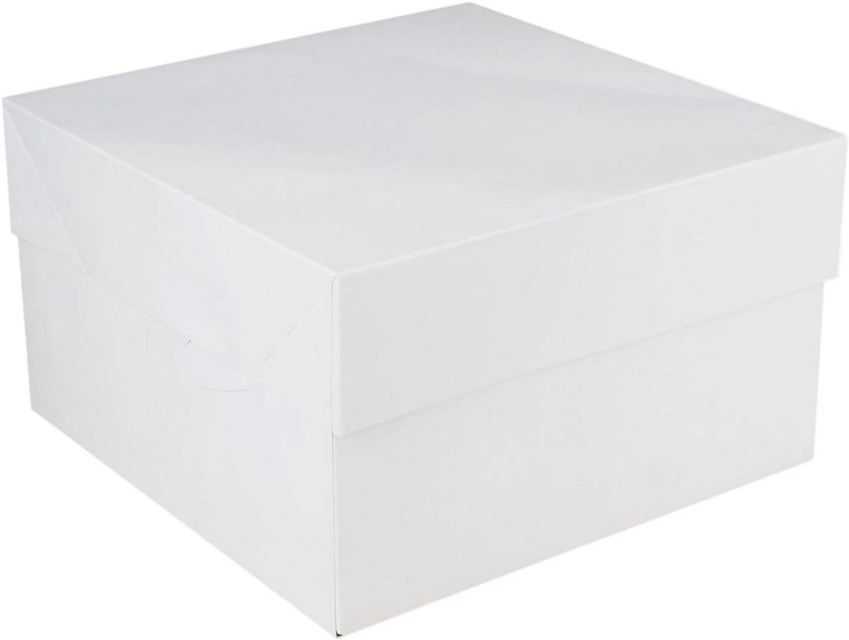 Taartdoos - Gebaksdoos Verpakking - Taart Transport - Herbruikbaar Stevig Karton - 35x35x15 cm - Wit