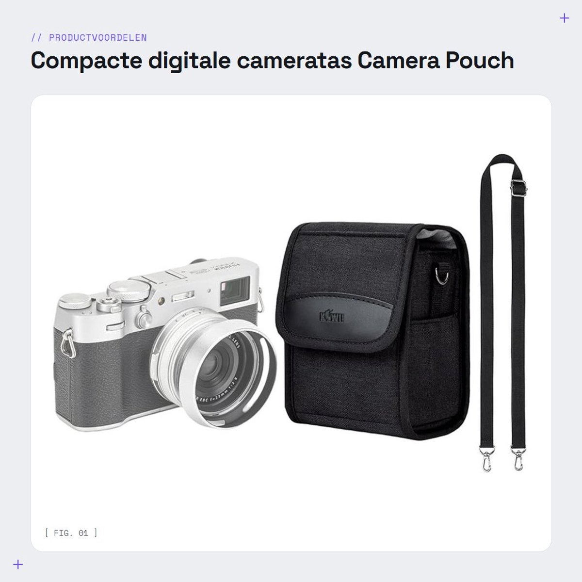 Dailygoods - Compacte digitale cameratas - Camera Pouch - Handig voor onderweg - Zwart/Groot - Geschikt voor spiegelloze camera's - Inclusief nekzakje