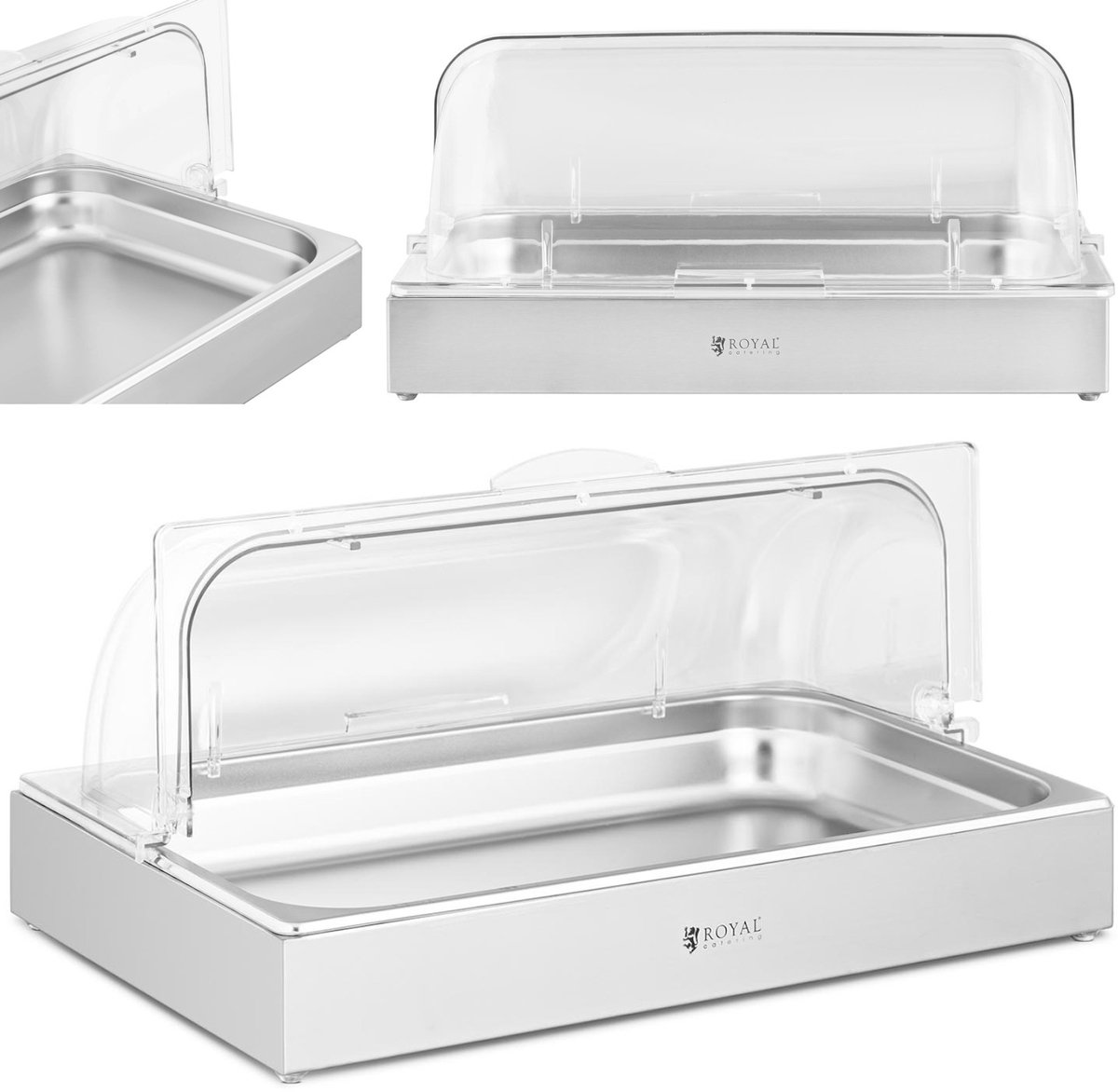 Buffetvitrine - GN 1/1 - RVS met kap - Royal Catering