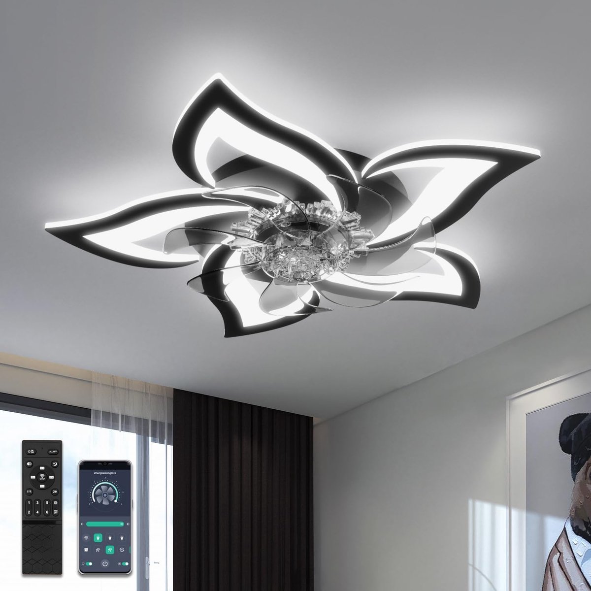 Equivera Plafonniere met Ventilator - Plafondventilator - Plafondventilator Afstandsbediening - Plafondventilator Slaapkamer - Plafond Ventilator met Verlichting - Plafondlamp - Plafonniere - Ideaal voor in uw slaapkamer!