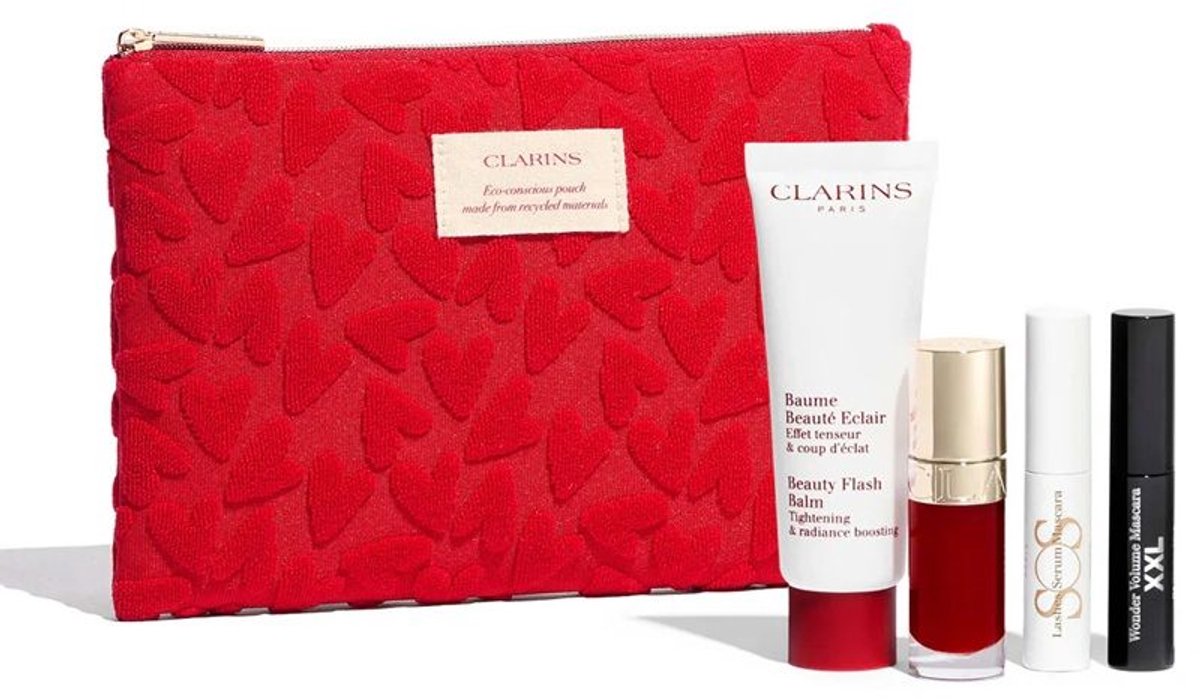 Clarins - Flash Balm 50ml - Lip Oil 03 7ml - Mascara XXL - Sos Lash - Geschenkset