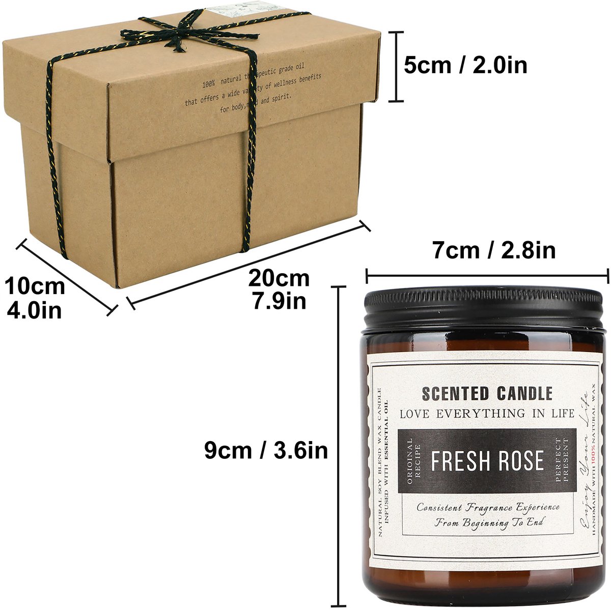 Geurkaarsen Set van 2 – 2 x 200g Sojawas Geurkaarsen in Glas met Lange Brandduur en Luxe Cadeauverpakking – Lavendel & Sandelhout-Roos — cadeau in Wonen & Interieur - foto 5