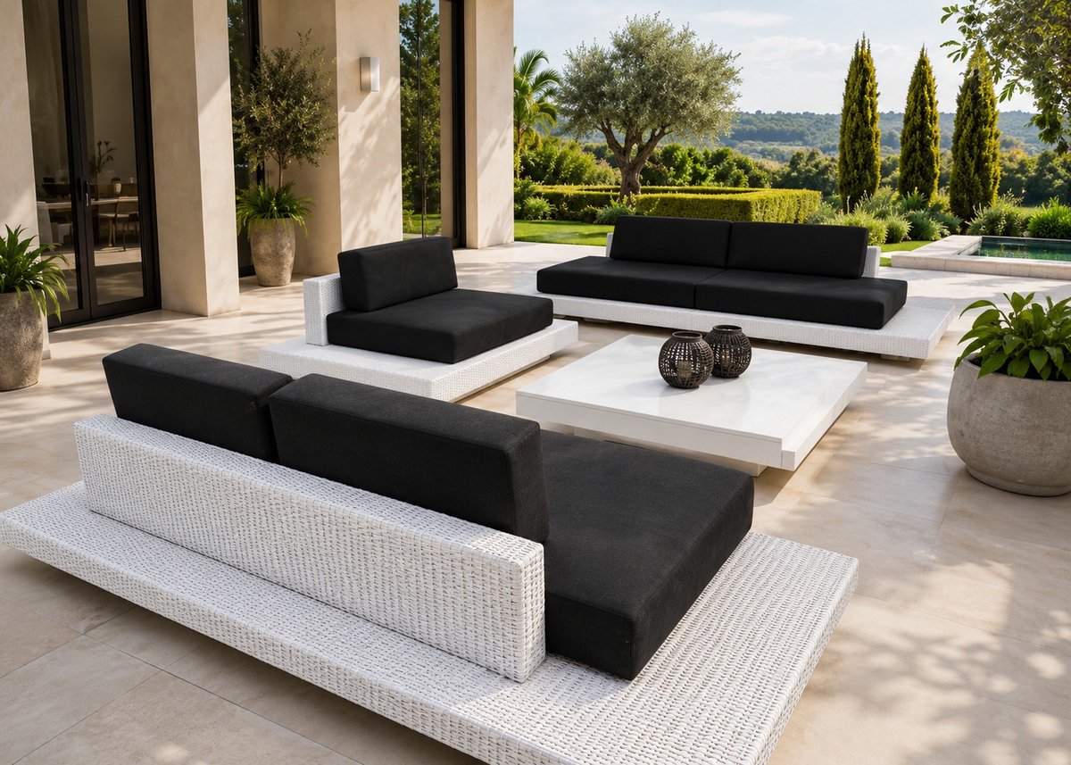Loungeset Ibiza royaal 4 modules zwarte kussens of taupe
