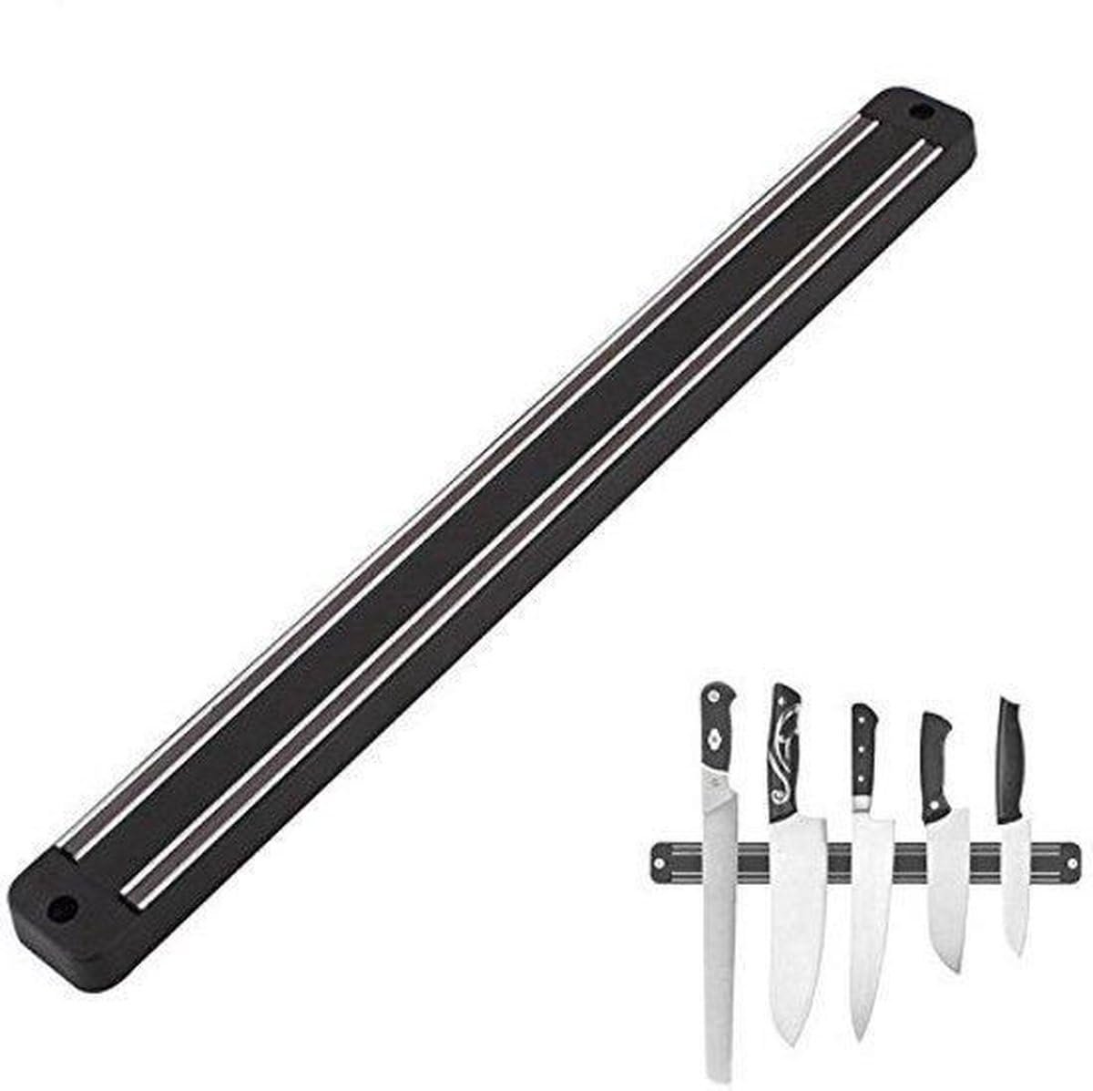 Okado Magnetische Messenhouder 33 cm Zwart – Messenstrip voor Wandmontage – 2 Magneetbanen – Ruimtebesparend Messenrek – Inclusief Schroeven en Plugs