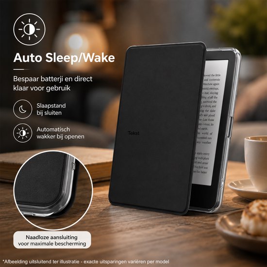 Geschikt voor Kobo Clara BW / Clara Colour / Clara 2E Hoes - Magnetische Sleepcover - Transparante Backcover - Zwart van Geschikt voor — afbeelding 3