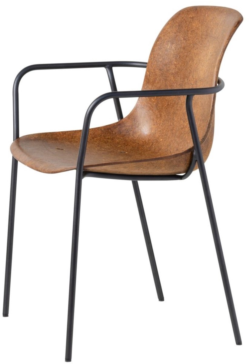 VEPA | Hemp Fine - Hennep Stoel - Zwart Frame - 100% recycle biomateriaal en staal - Met Armleggers (Nederlands Product - BUUR Collectie)