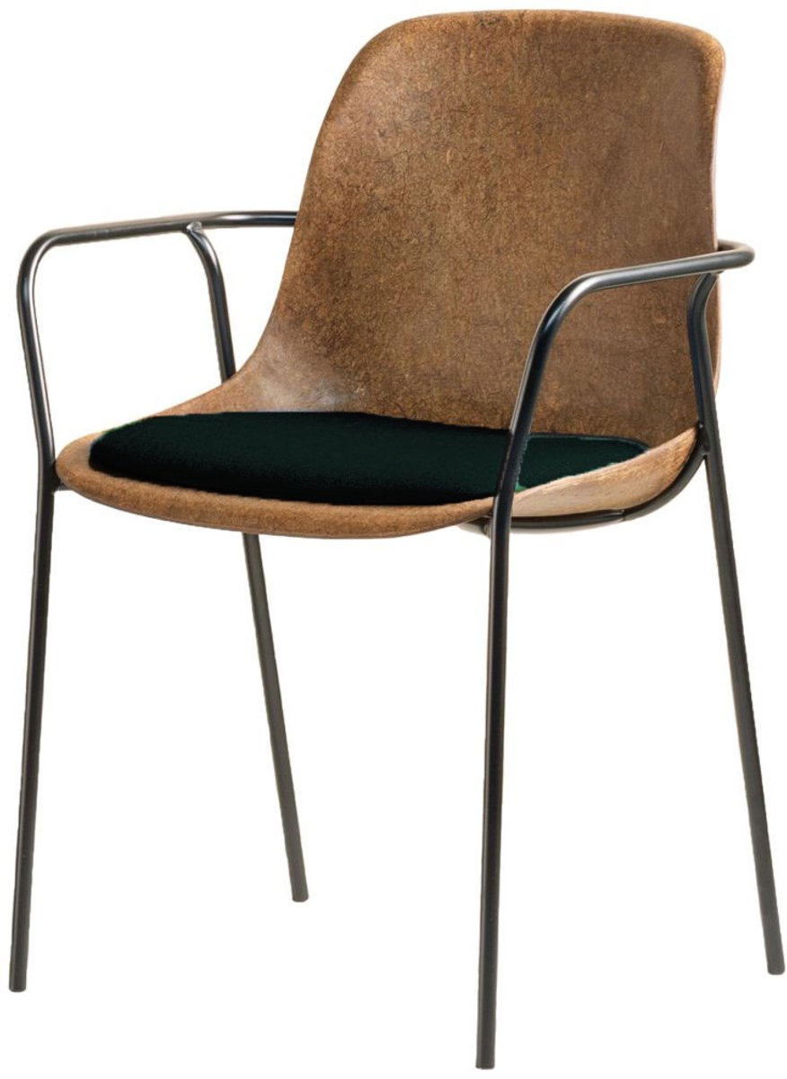 VEPA | Hemp Fine - Hennep Stoel - Zwart Frame - 100% recycle biomateriaal en staal - Zitting Zwart - Met Armleggers (Nederlands Product - BUUR Collectie)