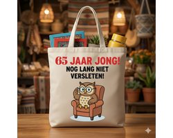 Tote Bag 65 Jaar Jong En Nog Niet Versleten - cute - kawaii - Gift - Cadeau - schattig - schattigdesign - liefdesign - pastelkunst - Funny - Verjaardag - Gefeliciteerd