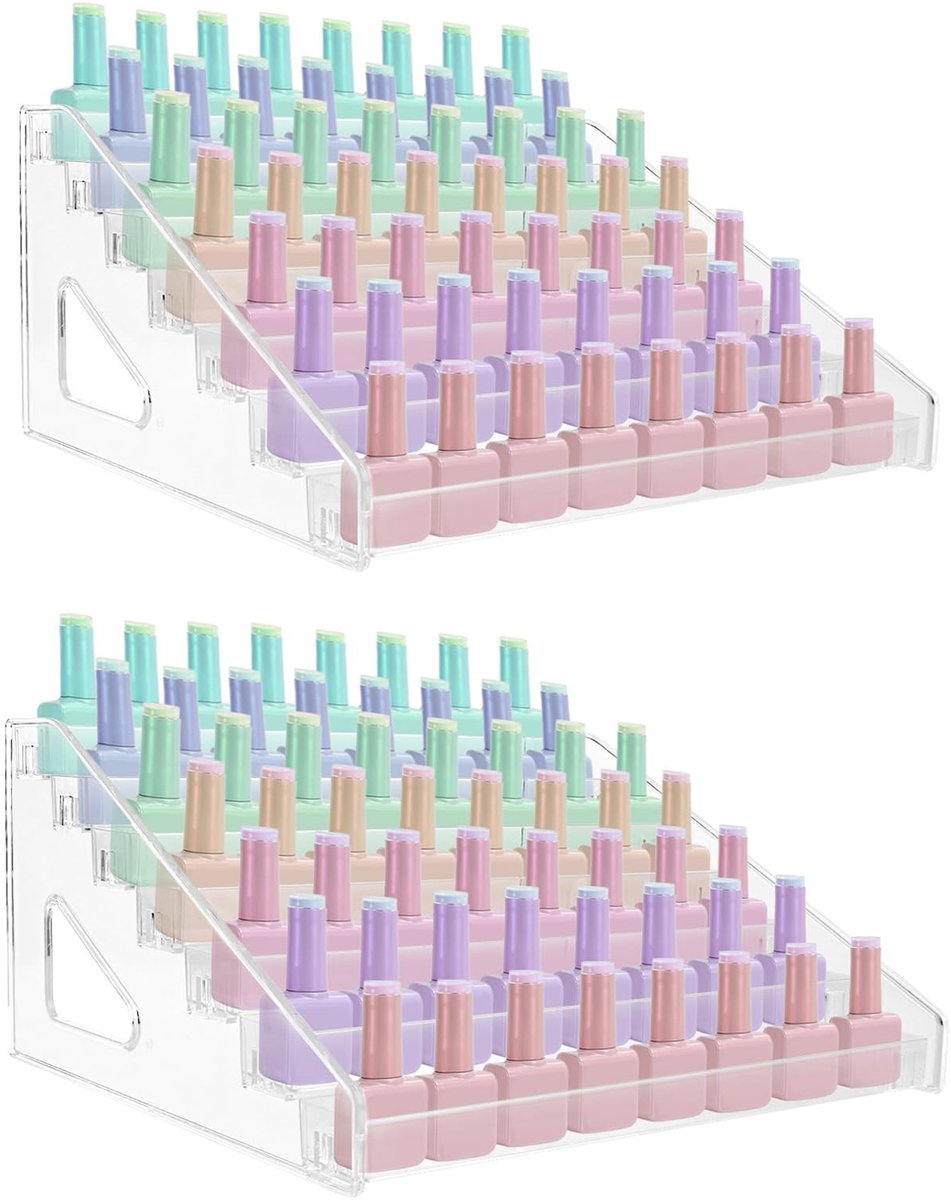 Dailygoods- Nagellakopslag 2 Stuks - 168 Flessen - 7 Lagen - Acryl Organizer - Nagellakrek - Cosmetica Opbergdoos - Nagellakorganizer