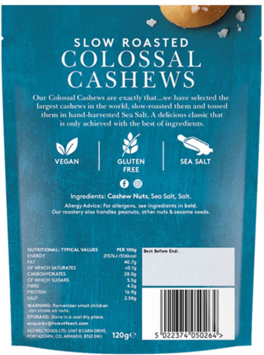 Forest Feast langzaam geroosterde reuze cashewnoten, 120 g