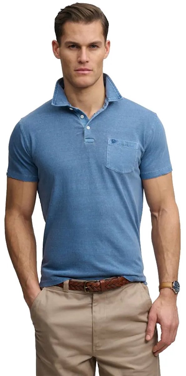 Superdry Classic Cotton Linen Korte Mouw Poloshirt L Man Blauw