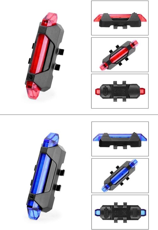 Fietshelm Achterlicht - Veiligheidslamp Fiets - Fiets Veiligheid - Oplaadbaar USB Waterdicht - 73 cm - Blauw — afbeelding 5