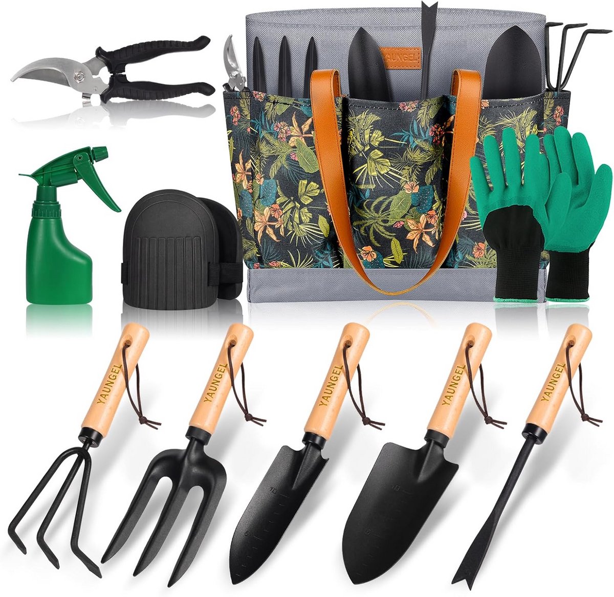 Tuingereedschap Set - Handgereedschap Tuin - Tuinonderhoud Klusjes - Roestvrij Staal - 10 Delig - Zwart
