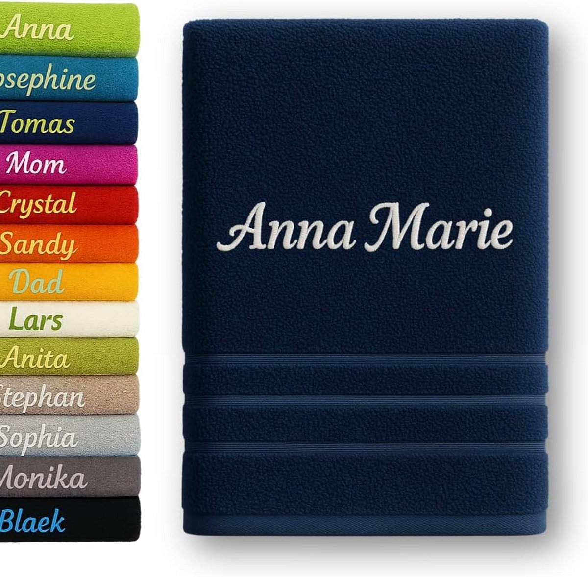 Gepersonaliseerde Badhanddoek - Naam Handdoek - Cadeau Geven - Prachtig Geborduurd - 70 x 
