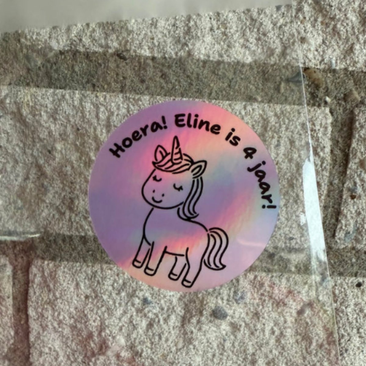 30 Traktatie Stickers | Unicorn | JM WOODS | Stuur Naam & Leeftijd naar info@ jmwoods.nl | 5x5 cm | Ronde stickers | 30 stuks