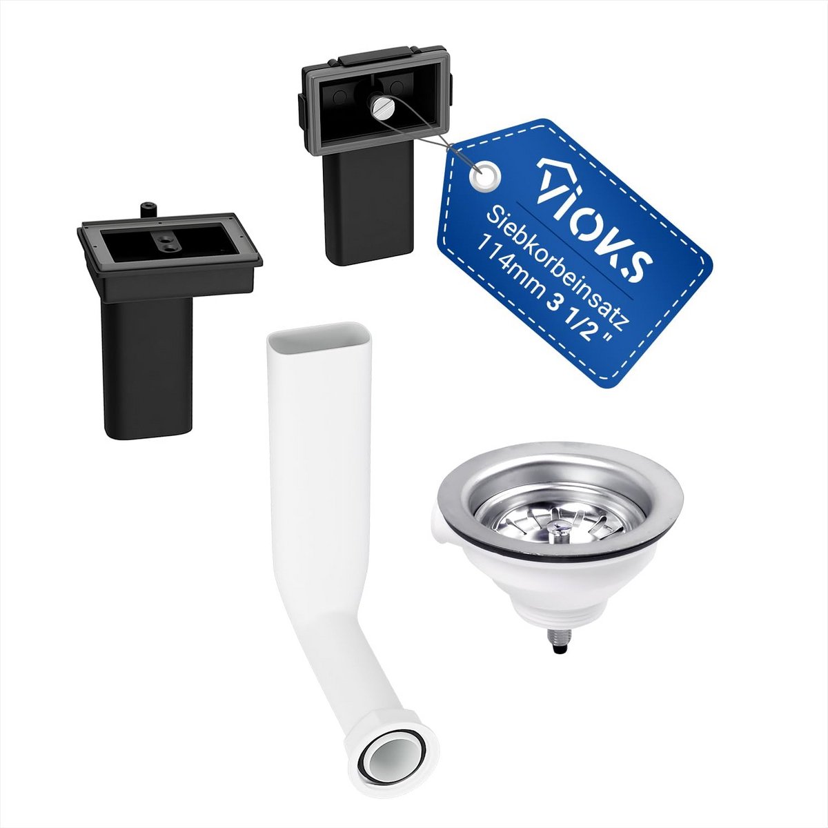 Afvoerstop Keuken - Douche Put - Keuken Reparatie - Universele Pasvorm - 114mm Diameter - Zilver Wit