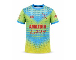 FightSense Amazigh Performance T-Shirt – Amazigh Sportshirt – Blauw/Geel – Maat L