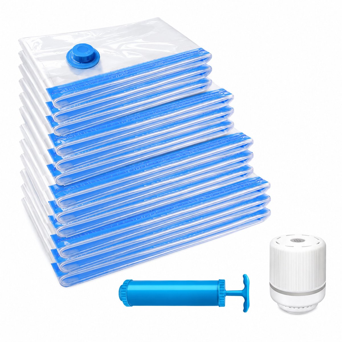 DIMICO - Vacuumzakken Kleding Set 12 stuks - Compressiezakken Reizen - Opbergzakken met Elektrische Pomp - Tot 80% ruimtebesparing