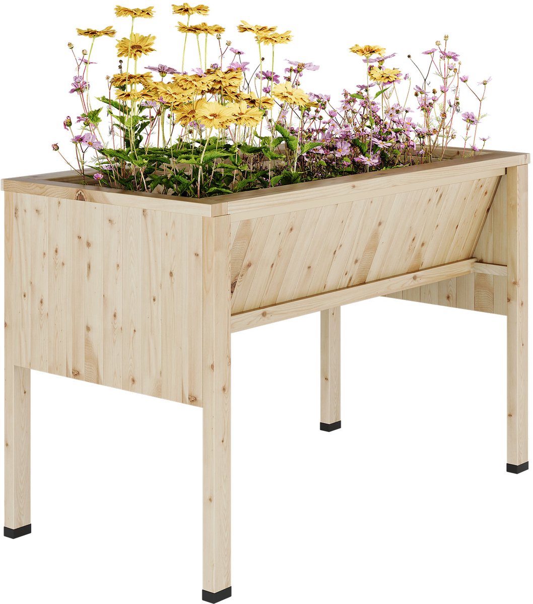 Triumpunpre Verhoogde Moestuinbak op Poten - Extra Groot 116.5x60x77 cm - Houten Plantenbak met Binnenhoes & Gereedschapshaken - 35 cm Plantdiepte - Duurzaam Cederhout - Inclusief Worteldoek